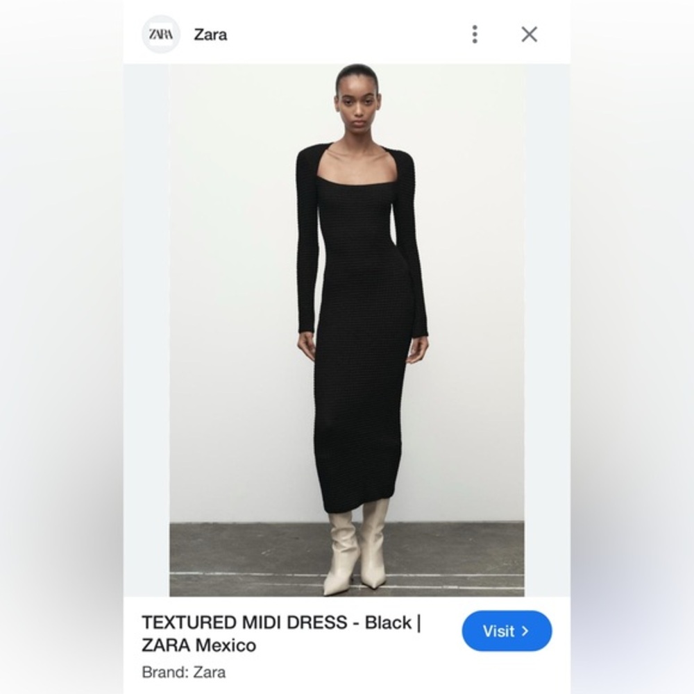 PREOWNED Zara Textured Dress midi Black Sz Small